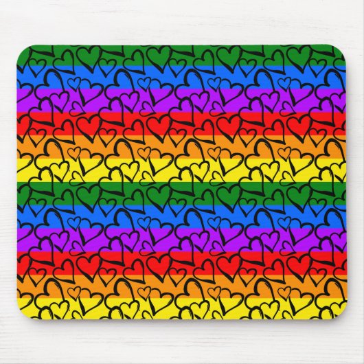 Rainbow Heart Pattern Muismat (Voorkant)