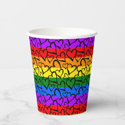 Rainbow Heart Pattern Papieren Bekers (Voorkant)