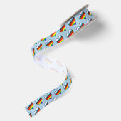 Rainbow Heart Pattern Satin Ribbon Lint (Achterkant)