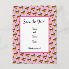 Rainbow Heart Pattern Save the Date Briefkaart