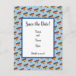 Rainbow Heart Pattern Save the Date Briefkaart