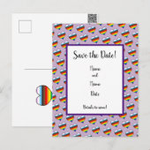 Rainbow Heart Pattern Save the Date Briefkaart (Voorkant / Achterkant)