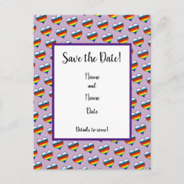 Rainbow Heart Pattern Save the Date Briefkaart