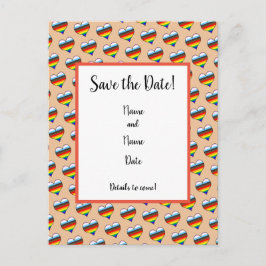 Rainbow Heart Pattern Save the Date Briefkaart