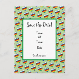 Rainbow Heart Pattern Save the Date Briefkaart
