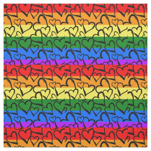 Rainbow Heart Pattern Stof (Swatch)