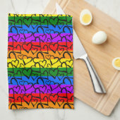 Rainbow Heart Pattern Theedoek (Quarter Fold)