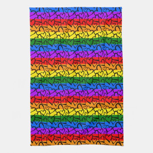 Rainbow Heart Pattern Theedoek (Verticaal)