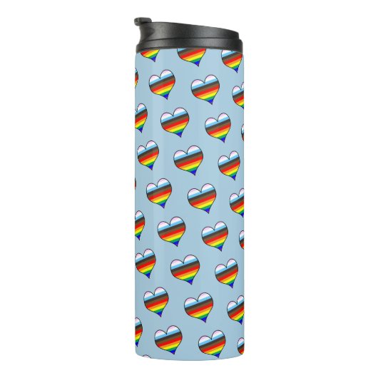 Rainbow Heart Pattern Thermal Tumbler Thermosbeker (Geroteerd rechts)