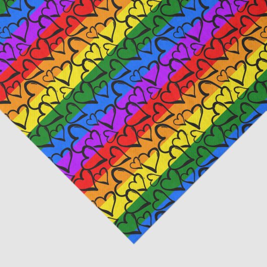 Rainbow Heart Pattern Tissuepapier (Detail)