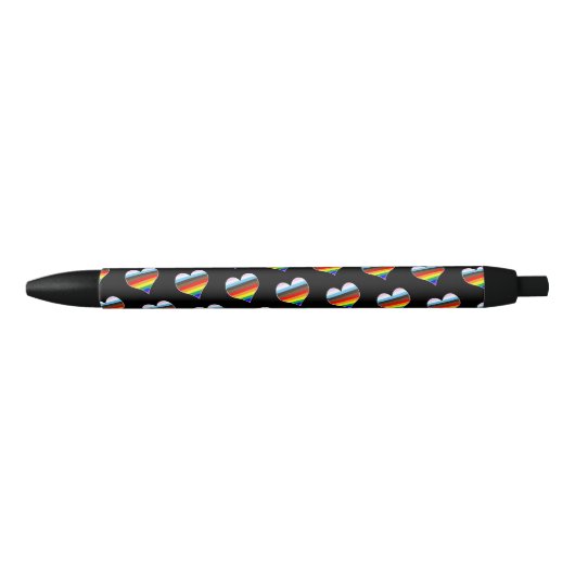Rainbow Heart Pattern Zwarte Inkt Pen (Voorkant)