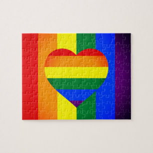 Rainbow Heart & Pride Rainbow Flag /LGBT gemeensch Legpuzzel