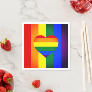 Rainbow Heart & Pride Rainbow Flag /LGBT gemeensch Servet