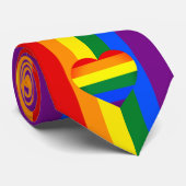 Rainbow Heart & Pride Rainbow Flag /LGBT gemeensch Stropdas (Opgerold)