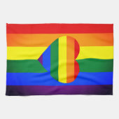 Rainbow Heart & Pride Rainbow Flag /LGBT gemeensch Theedoek (Horizontaal)