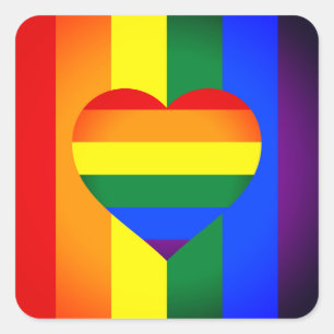 Rainbow Heart & Pride Rainbow Flag /LGBT gemeensch Vierkante Sticker