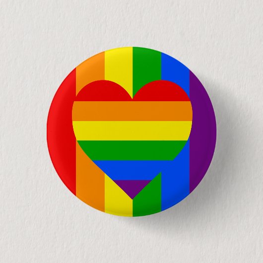 "RAINBOW HEART" RONDE BUTTON 3,2 CM (Voorkant)