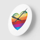 Rainbow Heart Ronde Klok (Hoek)