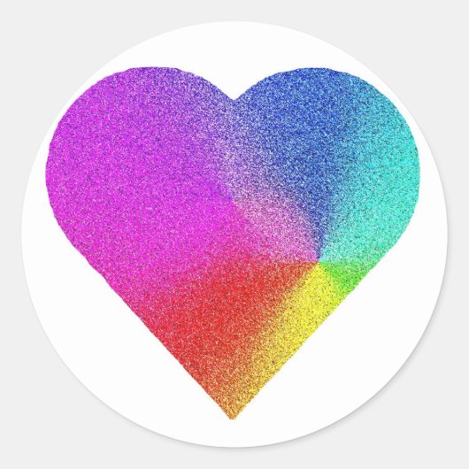Rainbow Heart Ronde Sticker (Voorkant)