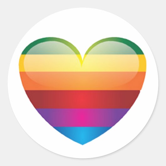 Rainbow Heart Ronde Sticker (Voorkant)