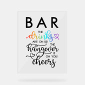 Rainbow Heart Script Bar Boissons Sur Nous Mariage (Recto)