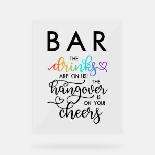 Rainbow Heart Script Bar Drink op Amerikaanse brui Acryl Bord