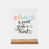 Rainbow Heart Script Liefde is een zoete gunst Acryl Bord (Voorkant)