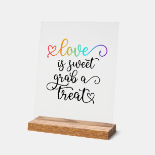 Rainbow Heart Script Liefde is een zoete gunst Acryl Bord