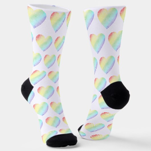 Rainbow Heart Shaped Pattern Sokken (Gebogen)