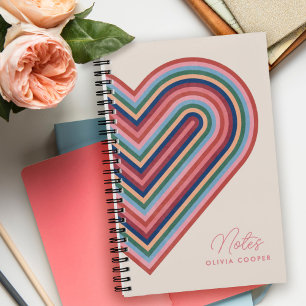 Rainbow Heart Spiral Notitieboek - Salmon Pink
