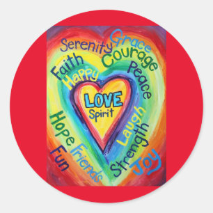 Rainbow Heart Spirit-woorden Etiket sticker Decals