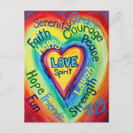Rainbow Heart Spirit Words Briefkaart