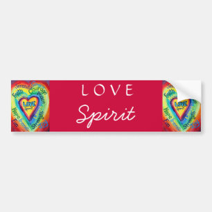 Rainbow Heart Spirit Words Bumpersticker