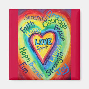 Rainbow Heart Spirit Words Magnet Magneet