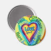 Rainbow Heart Spirit Words Magnet Magneet (Voorkant / Achterkant)