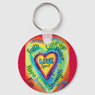 Rainbow Heart Spirit Words Sleutelhanger