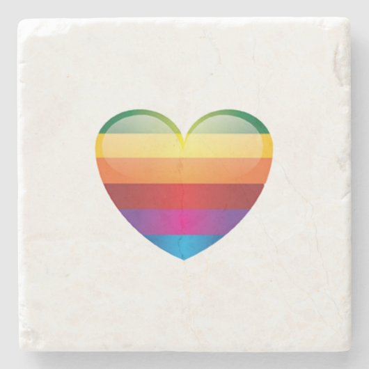 Rainbow Heart Stenen Onderzetter (Voorkant)