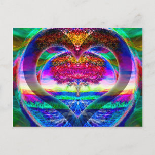 Rainbow Heart Tree of Life Briefkaart