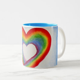 Rainbow Heart Tweekleurige Koffiemok