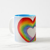 Rainbow Heart Tweekleurige Koffiemok (Voorkant links)