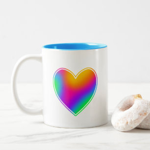 Rainbow Heart Tweekleurige Koffiemok