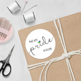 🏳‍🌈Rainbow Heart Typografie gemaakt met trots Ronde Sticker