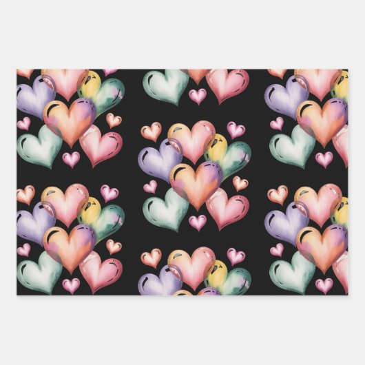 Rainbow heart Valentine wrapping paper (Voorkant)