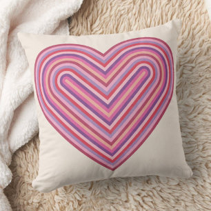 Rainbow Heart Valentine's Day Coussin - Plum