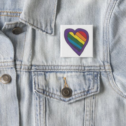 Rainbow Heart Vierkante Button 5,1 Cm (In situ)