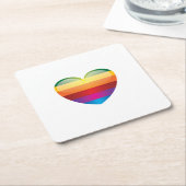 Rainbow Heart Vierkante Kartonnen Onderzetter (Schuin)