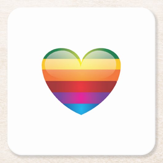 Rainbow Heart Vierkante Kartonnen Onderzetter (Voorkant)