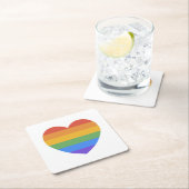 Rainbow Heart Vierkante Kartonnen Onderzetter (Insitu)