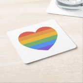 Rainbow Heart Vierkante Kartonnen Onderzetter (Schuin)