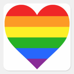 "RAINBOW HEART" VIERKANTE STICKER